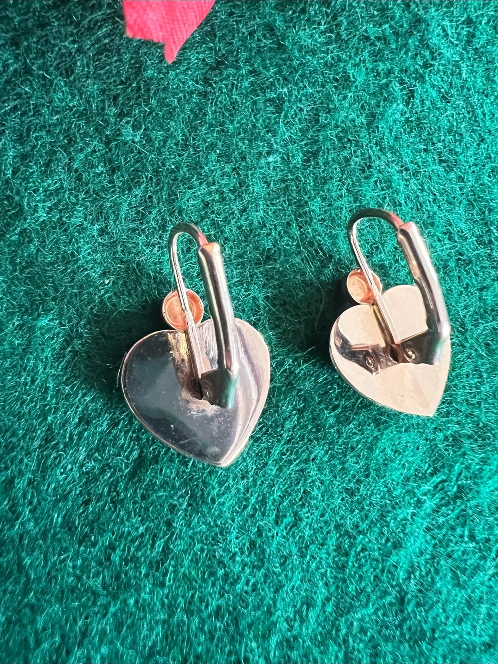 14k Solid Rose Gold Textured Heart Earrings - Picture 9 of 13